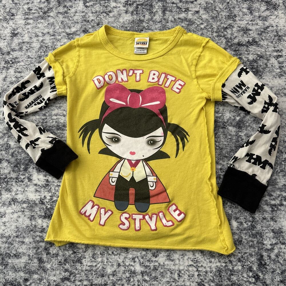 Harajuku Mini Gwen Stefani Vampire Graphic Shirt Size 4/5 Kids Yellow Halloween